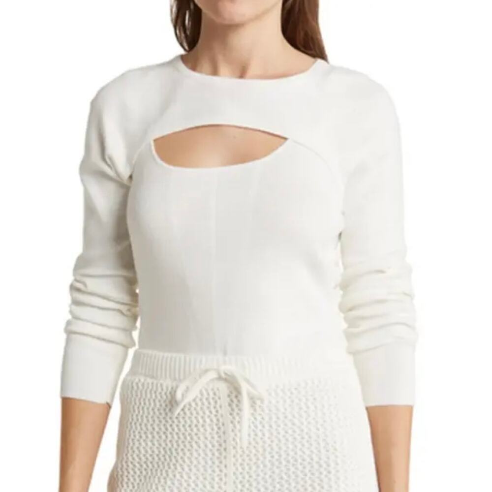 Toccin White Long Sleeve Sweater Shrug Sz S